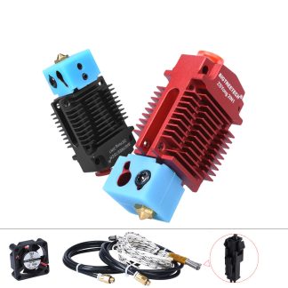 BIGTREETECHe 2-en-1-Out Hotend Dual Color Switching Hotend Bowden Extrudeuse Kit 12V / 24V Noir / Rouge avec ventilateur de refroidissement PTFE Tube - Noir 24v tout le kit