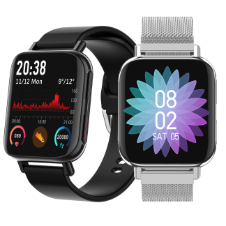 LYNWO M96 1.54 '' Full Touch HD ecran incurve Appel bluetooth Double interface utilisateur Menu Lecture de musique Entraenement sportif Frequence cardiaque Moniteur de pression arterielle Montre intelligente - N e 3
