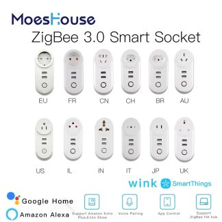 MoesHouse ZigBee3.0 prise de courant intelligente avec 2 interfaces USB commande vocale e distance fonctionne avec SmartThings Wink et la plupart des hub ZB - CN