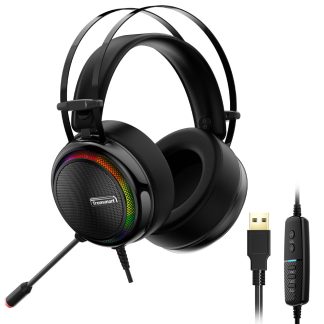 Tronsmart Glary Gaming Headphone 7.1 Virtual Surround Sound Colorful LED Lighting 50mm Driver Gaming Headphone for PC Switch XBOX PS4 - Noir