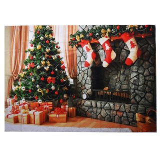 Arbre de noel cheminee cadeaux toile de fond hiver enfants photographie fond tissu Studio accessoires - 1,5 x 0,9 m
