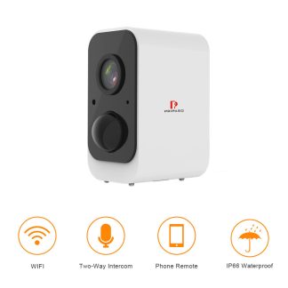 Pripaso 1080P sans fil Batterie camera WiFi alimentee camera de securite exterieure camera IP etanche Rechargeable Batterie camera