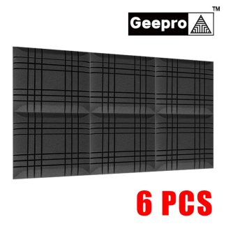 Geepro 6 pieces 3D grand Cube noir 5 cm d'epaisseur mousse insonorisee Studio mousse panneau mural acoustique tuile