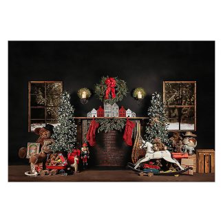 Arbre de noel cheminee cadeaux toile de fond hiver enfants photographie fond tissu Studio accessoires - 1,5 x 0,9 m