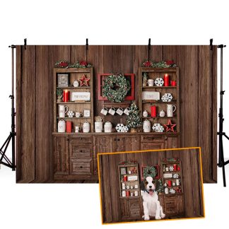 5x3FT 7x5FT 8x6FT mur en bois noel armoire photographie toile de fond fond Studio prop - 0.9x1.5m