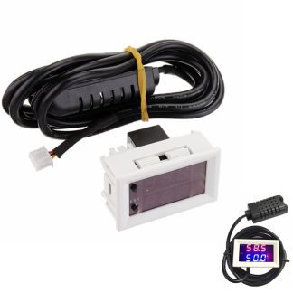 W2026C DC 12V 10A Hygrometre numerique Humidity Meter avec detecteur de contreleur d'humidite reglable rouge / bleu LED