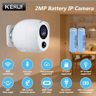 Camera IP WiFi KERUI 2MP Batterie Moniteur de securite de Surveillance Vision nocturne AP CCTV PIR Alarme Audio Stockage en nuage