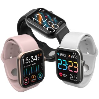 Bakeey i8 1,4 pouces 2.5D Ultra incurve ecran tactile complet frequence cardiaque moniteur de pression d'oxygene dans le sang IP67 montre intelligente etanche - Noir