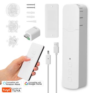Tuya Wifi Smart Bead rideau moteur electrique rouleau aveugle commande manuelle commande vocale fonctionne avec Tuya Smart Life APP Support Google Home Alexa - avec telecommande batterie au lithium rechargeable