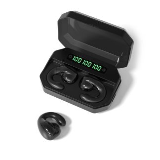 Bakeey TWS-08 ecouteurs intra-auriculaires Bluetooth 5.0 Reduction du bruit ecouteurs de sport en forme de clip d'oreille avec casques e affichage numerique LED HD ecouteurs d'appel - Noir