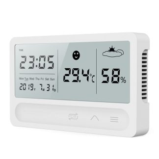 Station meteo interieure Bakeey LCD temperature electronique humidite USB charge thermometre numerique hygrometre reveil pour maison intelligente