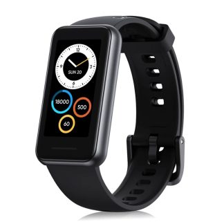 Realme Bande 2 1,4 pouces 500 Nits Luminosite ecran Moniteur SpO2 de frequence cardiaque en temps reel 90 modes sportifs 50+ cadrans personnalises 5ATM etanche Longue Veille Montre Intelligente - Noir