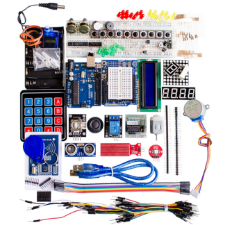 Kit de demarrage pour Arduino UN0 R3 - UN0 R3 Planche e pain et support moteur pas e pas / Servo /1602 LCD/Jumper Fil/ UN0 R3 (Arduino-Compatible) - Variations et clones compatibles avec les logiciels et le materiel