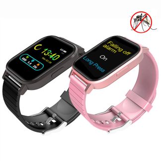[Repulsif e ultrasons] Bakeey S18 Anti-moustique Pression arterielle Oxygene Moniteur de frequence cardiaque Mesure de la temperature corporelle IP67 etanche BT5.0 Bracelet de montre intelligente - or rose