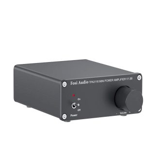 Fosi V1.0B 100W amplificateur 2 canaux ampli audio stereo Mini Hi-Fi classe D integre TPA3116 ampli pour haut-parleurs domestiques, avec alimentation 19V 4.74A