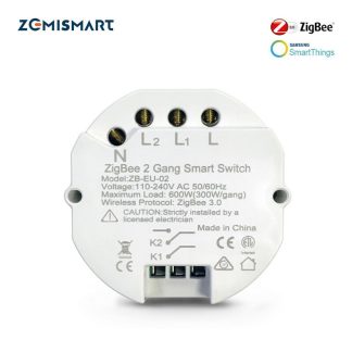 ZEMISMART Tuya Zigbee 3.0 telecommande interrupteur 1/2 voie bricolage lumiere intelligente avec Alexa Google Home - 1 voie