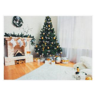 7x5ft retro arbre de Noel vinyle cheminee photographie toile de fond Studio Prop fond