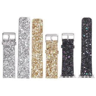 Bracelet de montre en cuir Bande de Bling de remplacement pour la montre de traqueur d'activite de Fitbit Blaze - Dore