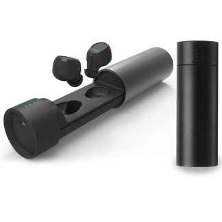 [True Wireless] HiFi Portable TWS Bluetooth ecouteurs Stereo IPX4 etanche Intra-auriculaires avec Boete de Recharge - Argente