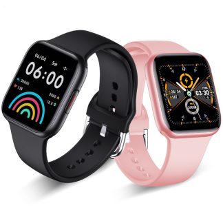 SENBONO QY01 1.54 `` plein ecran tactile frequence cardiaque pression arterielle moniteur d'oxygene Modes multisports contrele de la camera affichage meteo montre intelligente - Noir