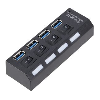 GRWIBEOU USB Hub 4 Ports Micro USB 3.0 Hub Splitter avec adaptateur secteur Multi USB C Hub High-Speed 5Gbps Type C 3 Hub Switch pour PC - USB3.0 e 4 ports