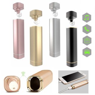 2-en-1 portable mini casque sans fil bluetooth casque avec banque de puissance usb - Dore