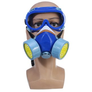 Masque e gaz Full Face Dual Filters Respirator Lunettes de protection reutilisables e jet d'air