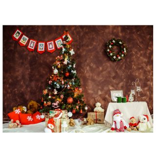 Arbre de noel photographie fond vinyle tissu Studio fond tissu maison fete decoration accessoires - 2,1 x 1,5 m