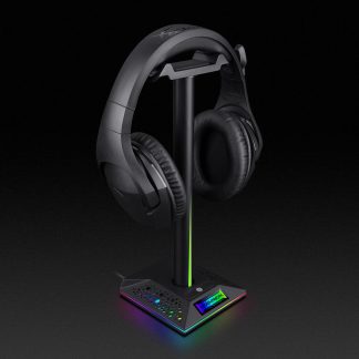 Ajazz EB01 casque support d'eclairage RGB support d'ecouteurs montes sur la tete pour casque de jeu spectacle - Noir