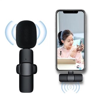 Bakeey A3 Microphone Lavalier sans fil e faible latence Enregistrement audio video portable Plug-Play Lapel Type-C Mic pour jeu de diffusion en direct - Noir