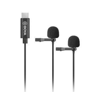 BOYA BY-M3D Double Microphone Lavalier Omnidirectionnel Numerique Clip-on Revers Micro pour USB Type-C Smartphone Android pour iPad Pro PC 6M