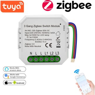 Tuya ZB 3.0 AC 220-240V Module de commutation e 3 gangs Le module de Modification de maison intelligente fonctionne avec Alexa Google Home