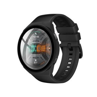 ENKAY PC boetier de montre mat couvercle de montre 9H verre trempe montre protecteur d'ecran pour Huawei montre GT 2e 46mm - Transparent