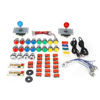 50PCS DIY Arcade Joystick Kit USB Chip Board 32mm LED Boutons 5Pin Joystick Plating Button USB Cable