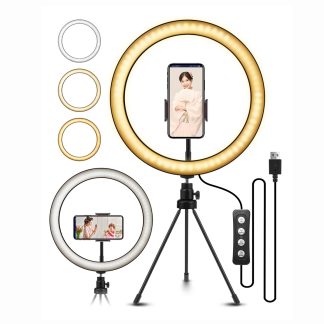 ELEGIANT 10,2 pouces LED lampe video annulaire avec trepied pour selfie video YouTube diffusion en direct flux photographie de maquillage