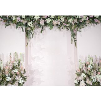 Fleurs blanches mariage photographie toile de fond rideau fete Photo fond tissu decoration accessoires - une