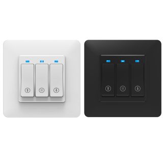 MoesHouse WS-EUY-C WiFi bouton poussoir intelligent rideau stores e rouleau interrupteur de volet Tuya telecommande moteur motorise fonctionne avec Alexa Google Home - Noir