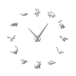 47 pouces Mur Art Dinosaures Jurassique T-Rex DIY Grande Horloge Murale Enfants Chambre Decoration Geant Sans Cadre Horloge Murale Dino Horloge Moderne Montre - Noir