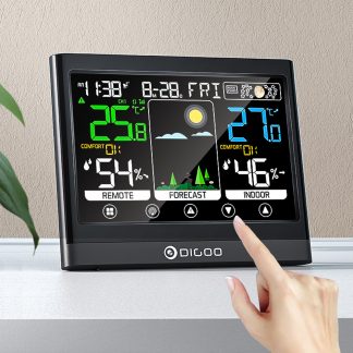 DIGOO DG-TH8622 Station meteo e ecran couleur 3 canaux - Noir