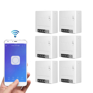 6 pieces SONOFF MiniR2 interrupteur intelligent bidirectionnel 10A AC100-240V fonctionne avec Amazon Alexa Google Home Assistant Nest prend en charge le mode bricolage permet e Flash le micrologiciel