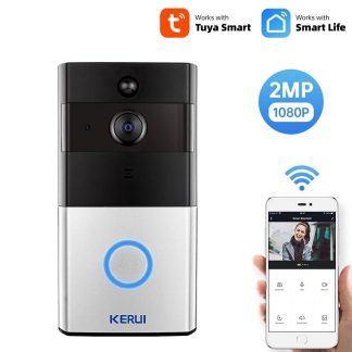 KERUI 1080P Tuya Smart WiFi Sonnette 2MP Camera Exterieure Sans Fil Video Interphone Smart Life Securite e Domicile Porte Sonnette