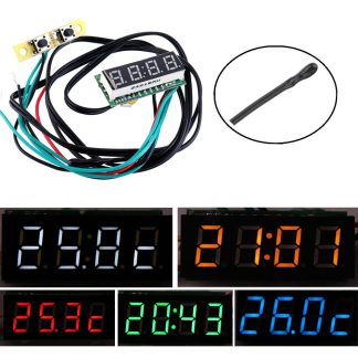 0,28 pouce 3-en-1 temps + affichage de la temperature + tension avec NTC DC7-30V voltmetre montre electronique horloge tube numerique - Vert