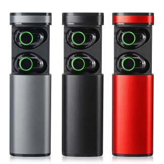 [True Wireless] Bluetooth 5.0 TWS ecouteurs tactiles Stereo HIFI ecouteurs antibruit IPX5 etanches mains libres avec etui de chargement - Gris