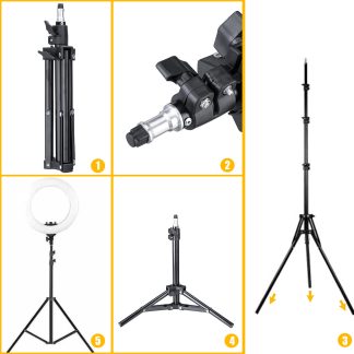 Photographie 55 cm 1.6 m 2 m Reflexion Support de Lumiere Ancre Telephone Mobile Retardateur Trepied Photo Support Remplir Lampe de Lumiere Support Pliable - 1.6m