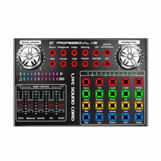 Bakeey H9 Carte son de diffusion audio Bluetooth Webcast Carte son en direct Prise en charge de l'ordinateur Mode sonore e double microphone DSP - Noir