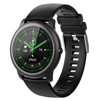 ELEGIANT C530 1.3 pouces ecran tactile complet moniteur de sommeil de frequence cardiaque 50 jours en veille personnaliser les visages de la montre IP68 etanche montre intelligente - Noir