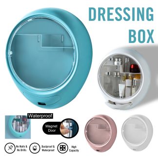 Boete de rangement pour cosmetiques anti-poussiere Bakeey Support de rangement pour soins de la peau de grande capacite non perfore mural - Blanc