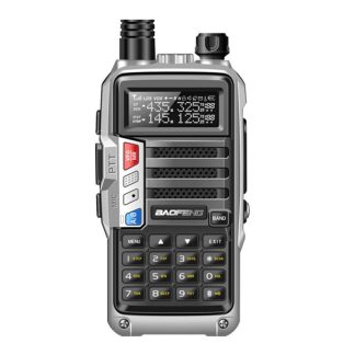 BAOFENG UV5R Plus 128 canaux 400-520MHz 1-6KM double Bande Radio portable bidirectionnelle IP68 talkie-walkie etanche - Prise americaine Argente