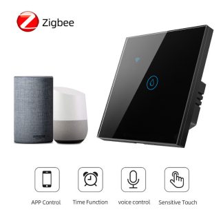 Tuya ZB Smart 20A commutateur de chauffe-eau haute puissance APP contrele de synchronisation panneau tactile commande vocale fonctionne avec Alexa/Google Home - Noir