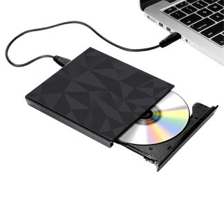 Portable USB 3.0 Type de bac noir DVD-RW externe Max.24X Transmission de donnees haute vitesse pour Win XP Win 7 Win 8 Win 10 Mac